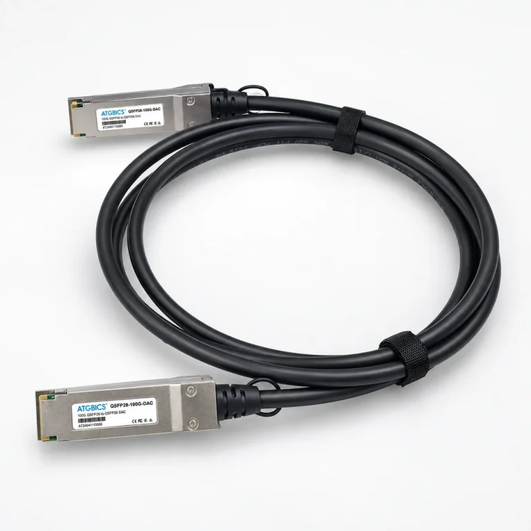 ATGBICS QSFP28 direct attach copper cable with two metal connector ends