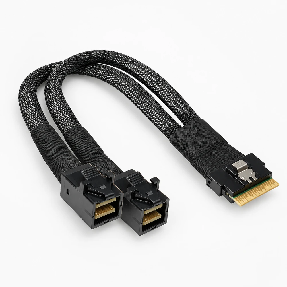 Inter-Tech 88885640 internal cable with one SFF-8654 8i end and two SFF-8643 ends