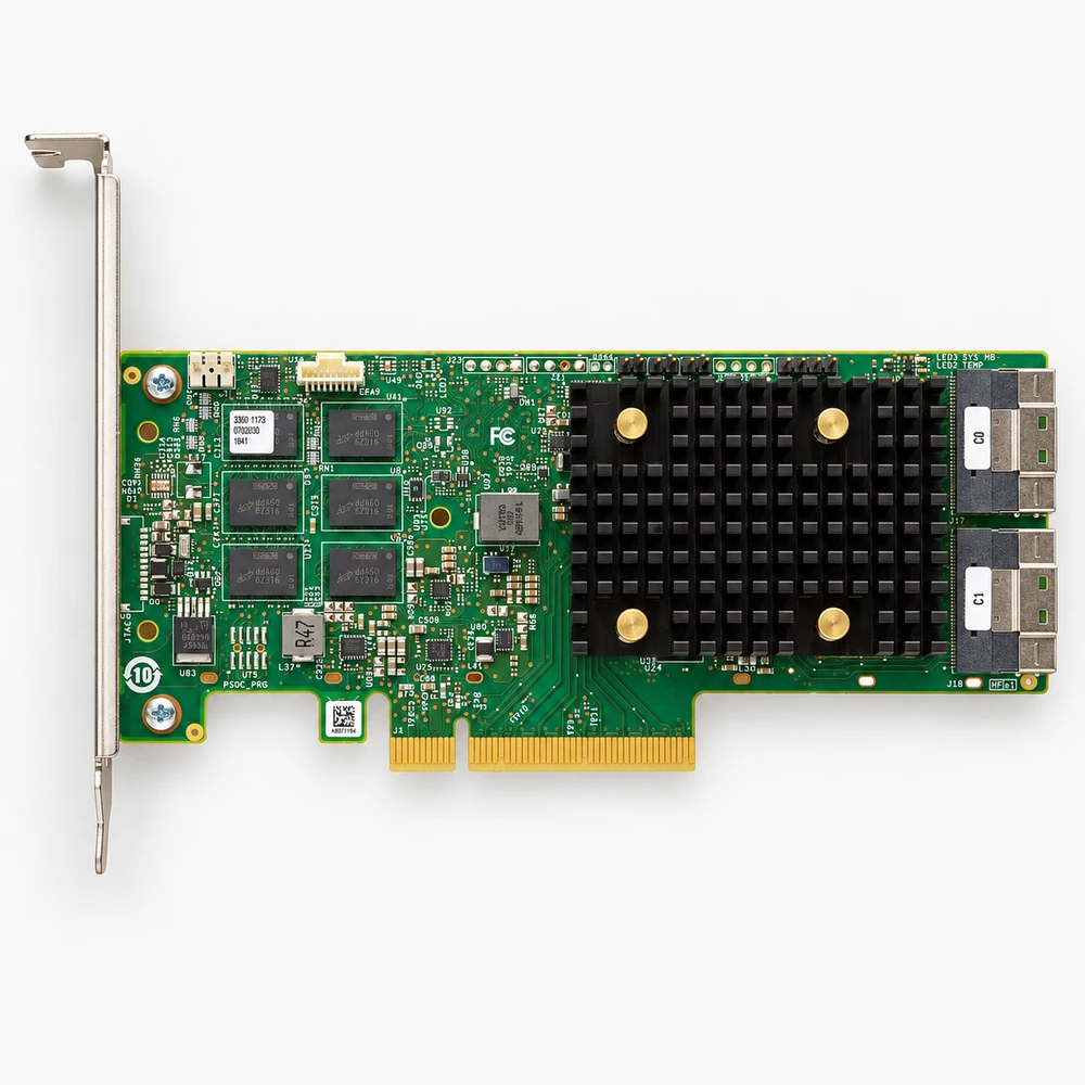Broadcom MegaRAID 9500 series storage controller board with PCIe edge and internal connectors